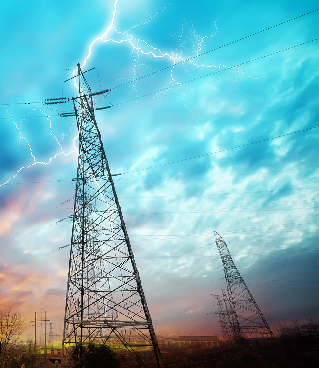 Lightning Strike an Electrical Pylon